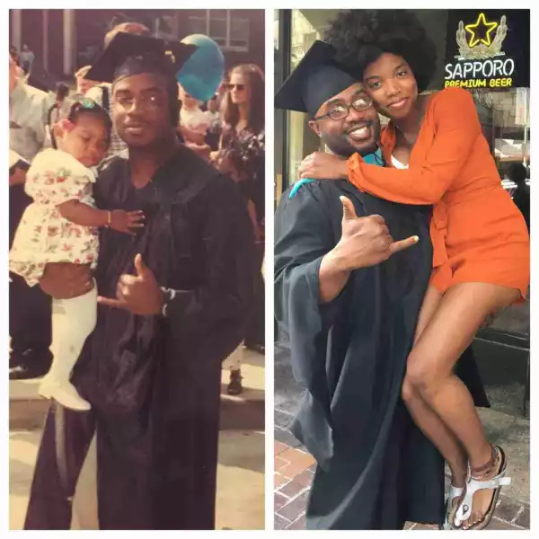 Lady Shares Before & After Photos With Her Dad After He Graduated With Masters